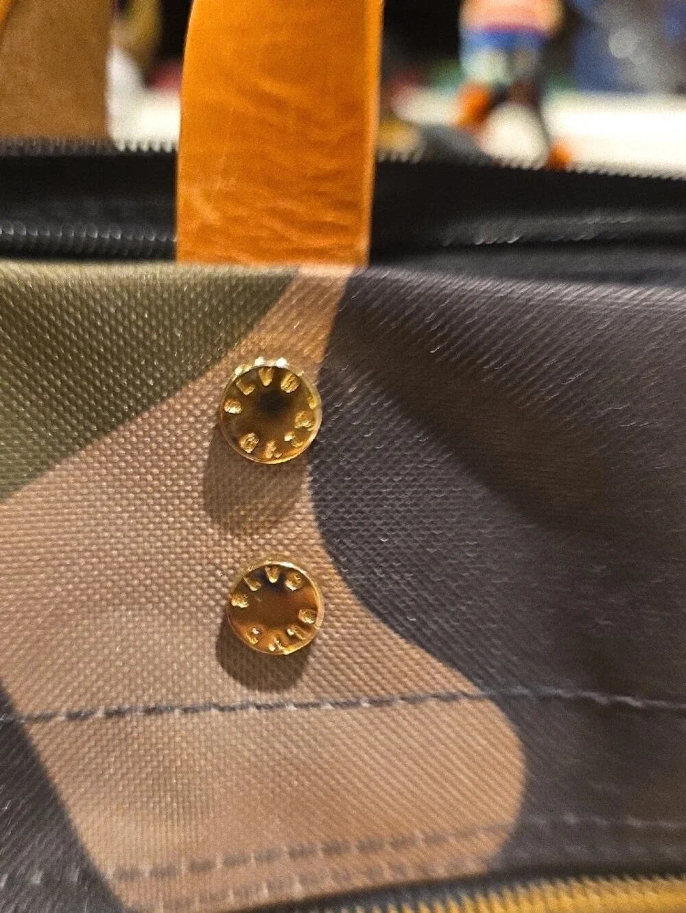 Camouflage Laptop Tote with Tan Leather Handles